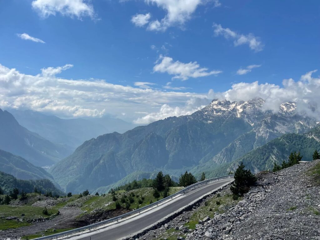 The SH21 to Theth at Thore Pass (1685 m), offering breathtaking views over the Albanian Alps.